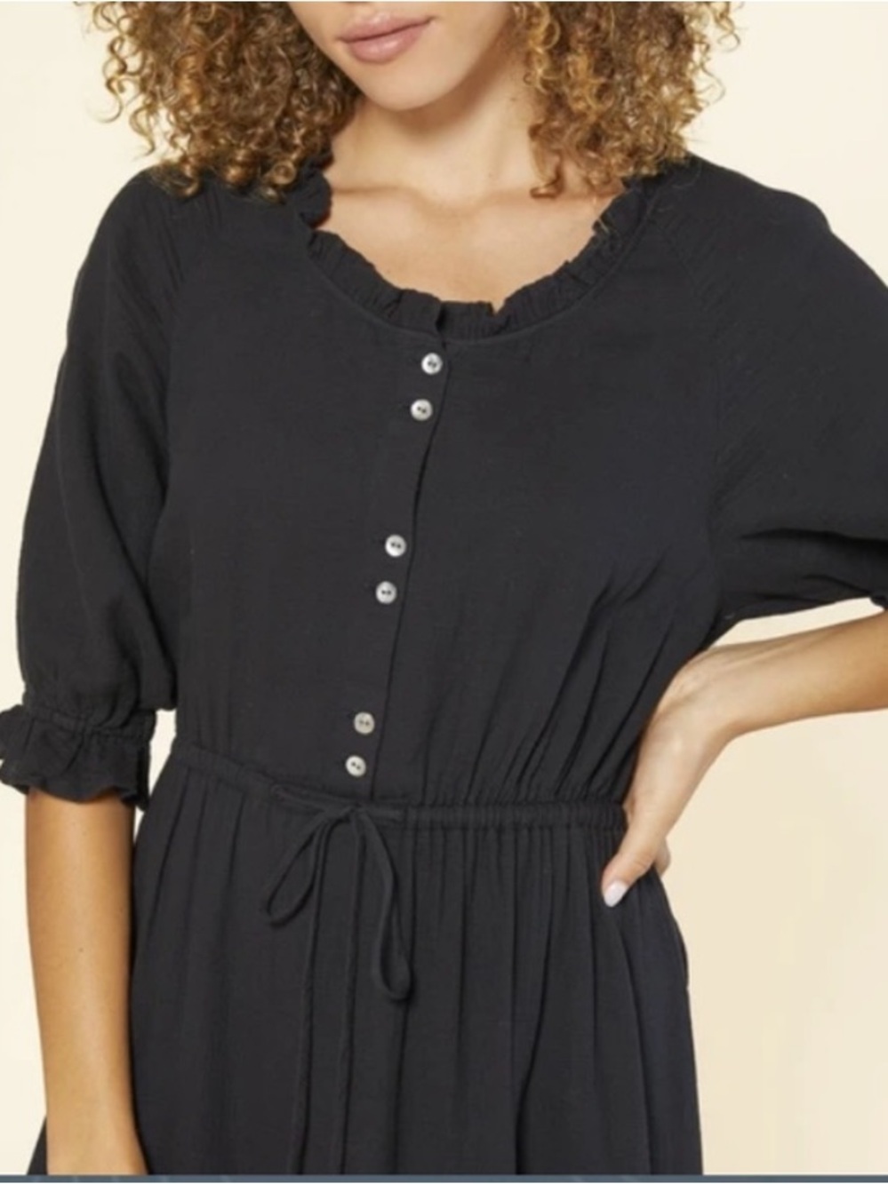 NWT Outerknown Odyssey Gauzy Cotton Midi Dress Black Boho Sz XS - Picture 3 of 14